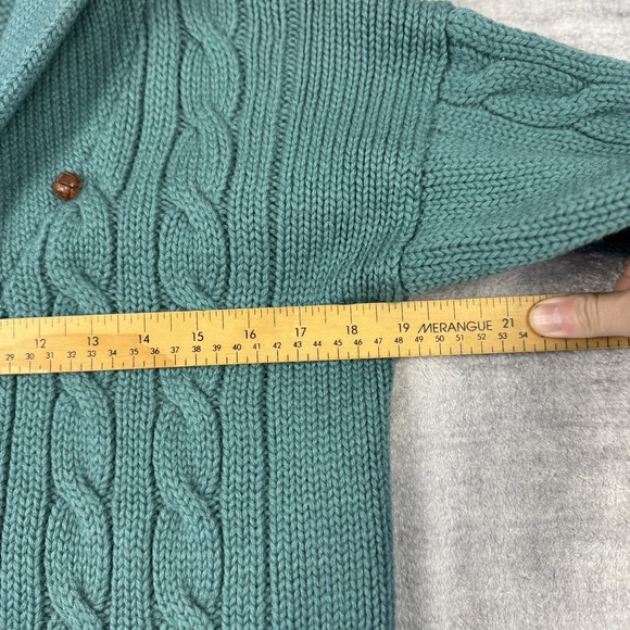 Polo Ralph Lauren Sweater Mens Large Blue Cable Knit Shawl Cardigan Lambswool - Picture 16 of 16